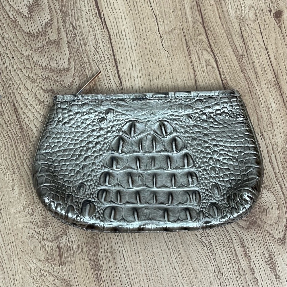 Brahmin Smokey Taupe Melbourne Clutch Croc-Embossed Leather Brown Croc - Picture 2 of 15